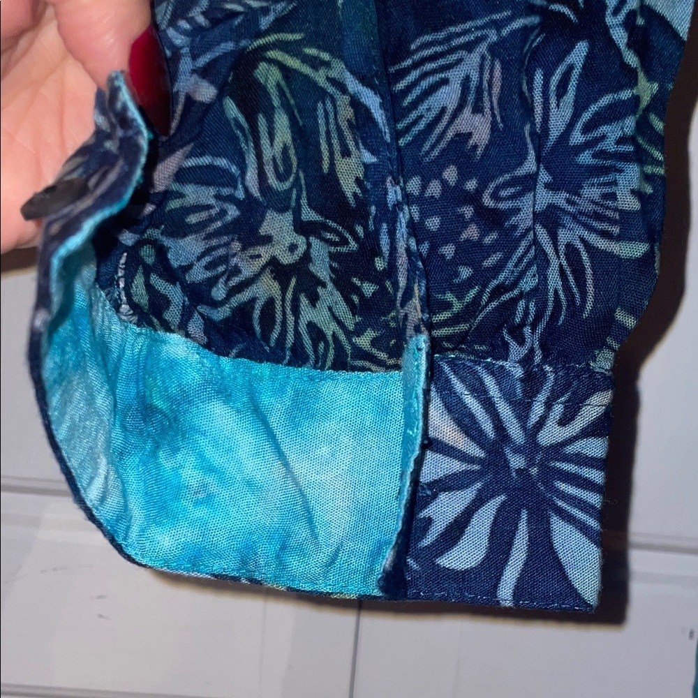 Soft Surroundings Navy and Teal Floral Blouse - Picture 8 of 12